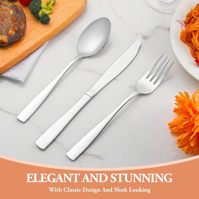 40 Pcs Silverware Set, Stainless Steel Flatware Set - Image 6