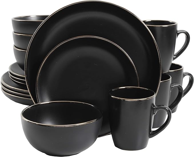 Gibson Home Rockaway 16-Piece Round Stoneware Dinnerware Set, Service by GibsonHomewares