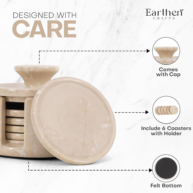 Beige Marble Coasters Set of 6 - Image 6