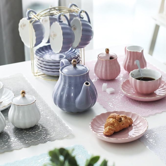 Sweejar Porcelain Tea Sets British Royal Series, 8 OZ Cups & Saucer Service - Image 6