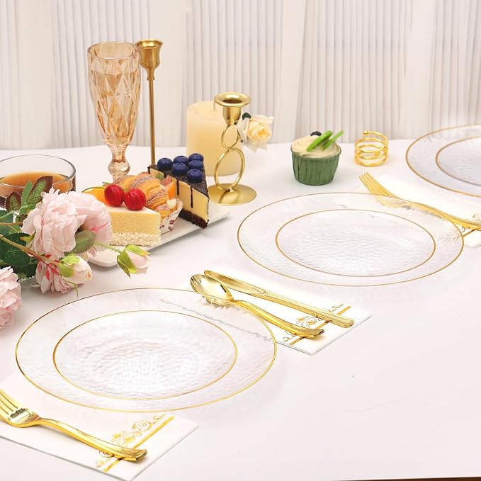 150 Pcs Clear Plastic Dinnerware Set, Disposable Plates - Image 7