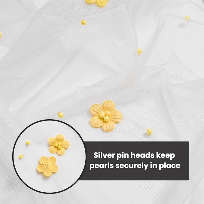 Artoid Mode Yellow Flower Pearl White Gauze Table Runner 10FT, Seasonal Sheer - Image 7