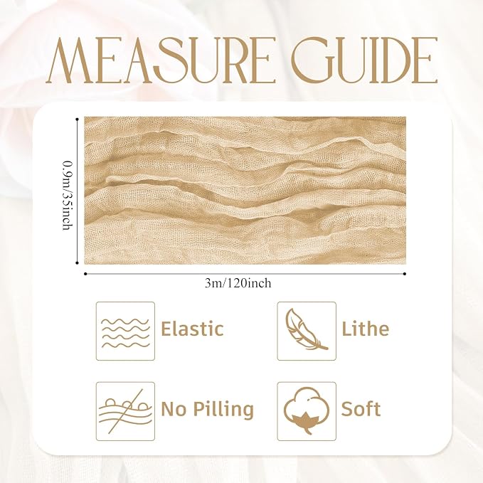 Cheesecloth Table Runner Sand 10FT Boho Gauze Runner - Image 2
