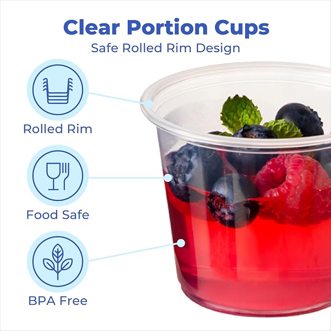 Fit Meal Prep 250 Pack 5.5 oz BPA Free Condiment Cups No Lids, Disposable Jello - Image 4