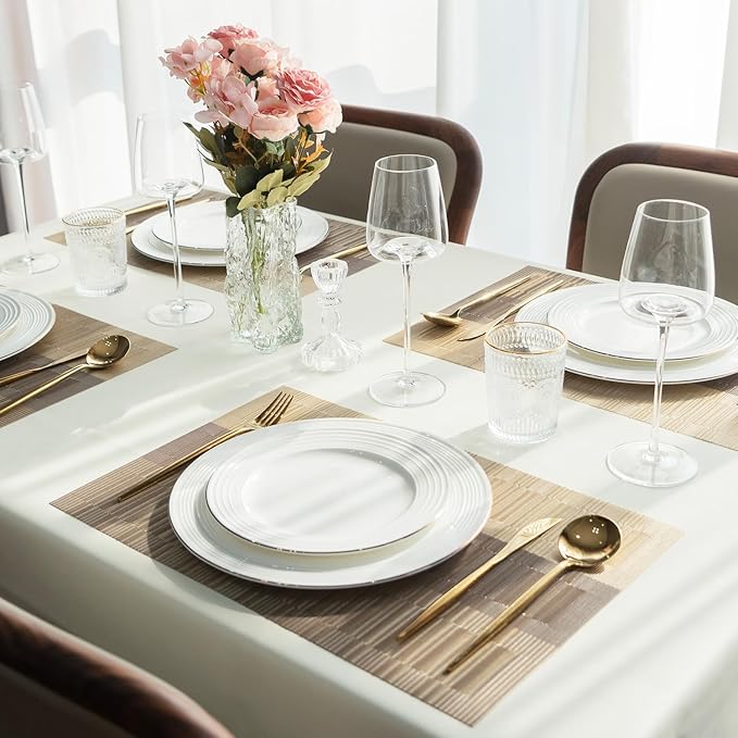 Placemats Set of 6 Vinyl/Plastic Woven Place Mats - Image 6