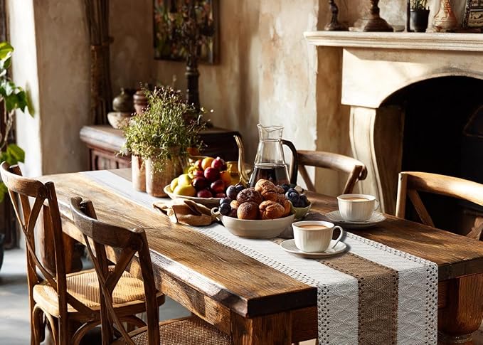 Boho Table Runner for Fall Home Decor 12x90 Farmhouse Woven Runner | 90 Inches - Image 8