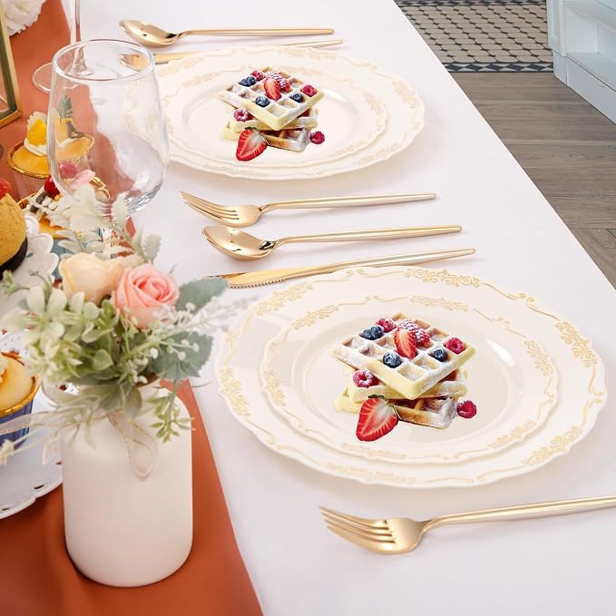 U-QE 100 PCS Ivory Plastic Plates - Image 7