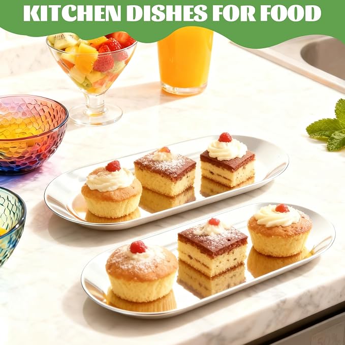 10PCS Stainless Steel Serving Tray Set Silver Platters - Image 3
