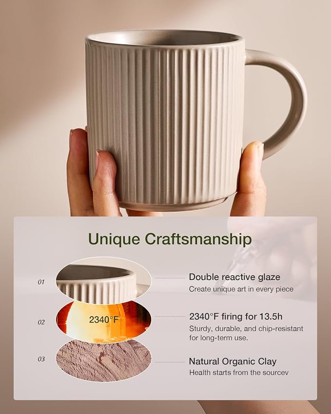 famiware Coffee Mug Set for 6, Star 12 oz Catering Mugs Cup Set - Image 6