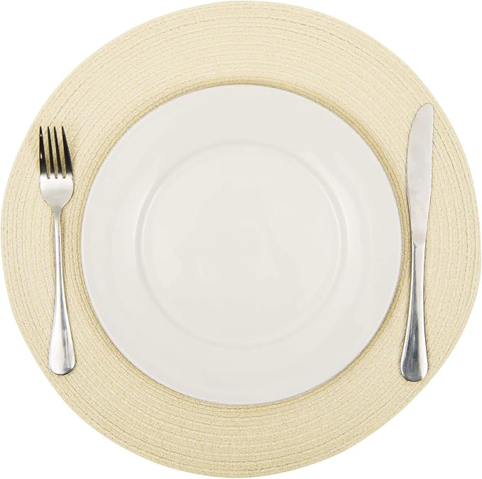 SHACOS Round Braided Placemats Set of 6 Round Table Place Mats - Image 2