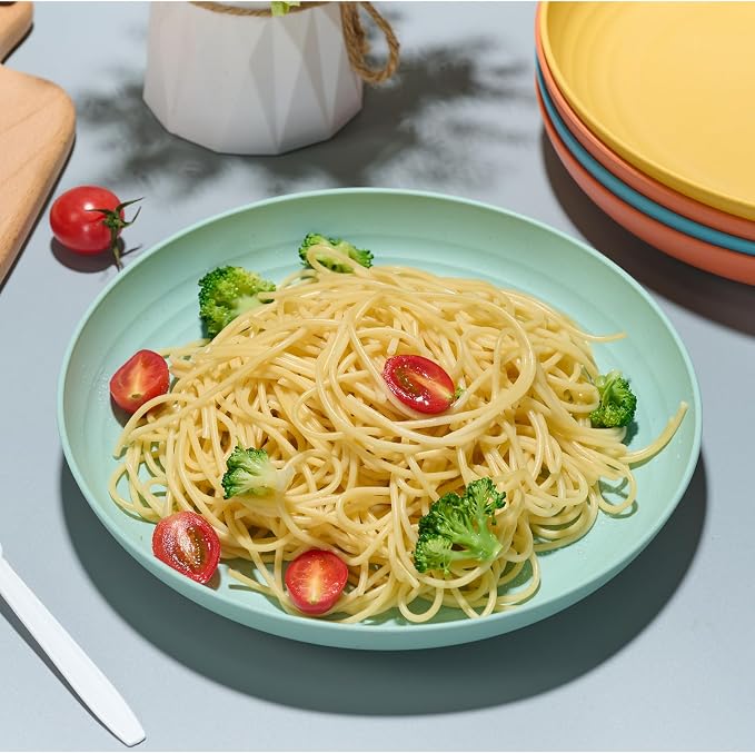 Luckore 9 Inch Wheat Straw Plates, Deep Dinner Plates Set of 12 Unbreakable | - Image 7