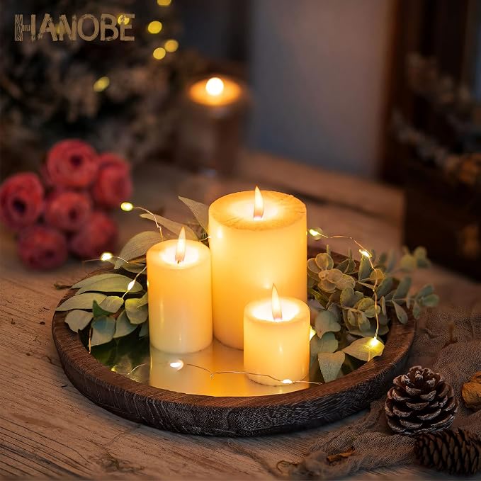 Hanobe Round Wood Decorative Tray: Rustic Wooden Tray - Image 3