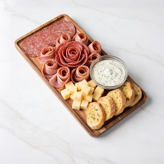 VERTORGAN Acacia Wood Serving Tray, 11.8x5.9 Inch Trays, Home Decor | Coffee - Image 2