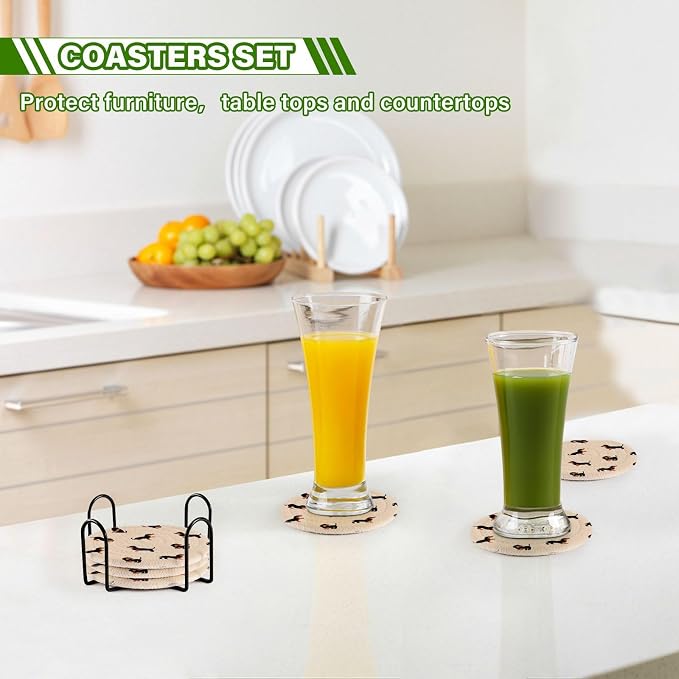 YETTASBIN Cute Dachshund Dog 6 Pcs Drink Coasters - Image 7