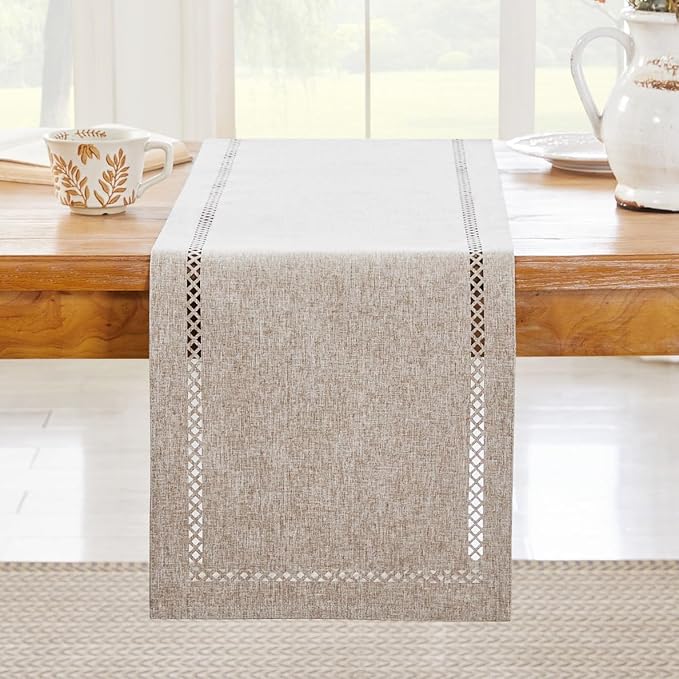 Rustic Burlap Table Runner, Coffee Table Runners 90 inches Long | Double Layer - Image 7