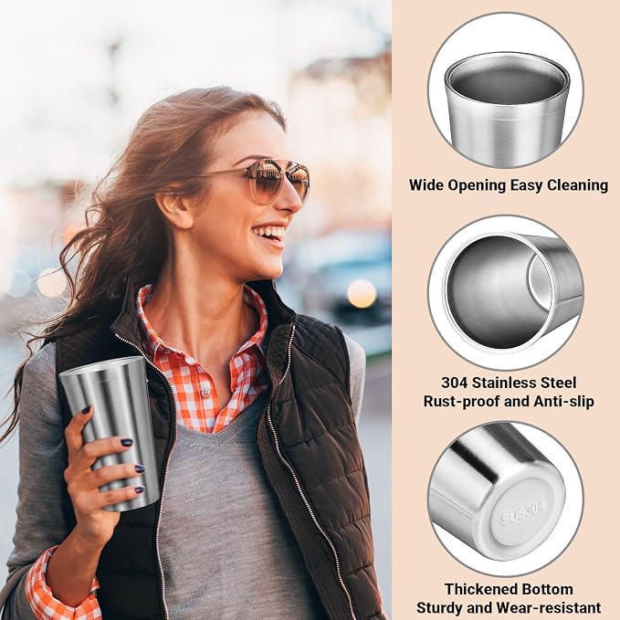 Stainless Steel Cup, 16 oz Insulated Tumbler, 8 Pack Double Wall Unbreakable - Image 4
