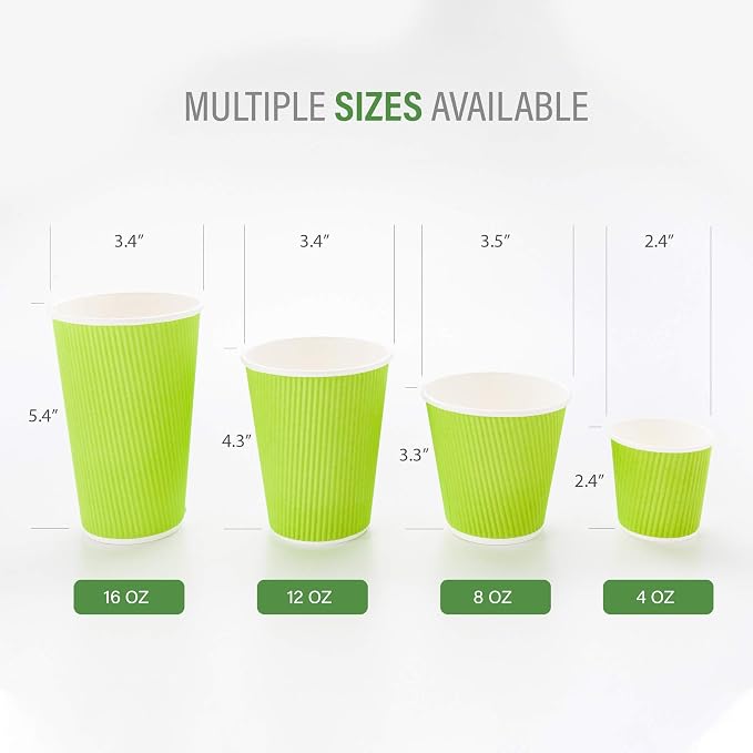 Restaurantware Ripple Wall Coffee Cups 500 Count 8 Ounce Insulated Eco Green - Image 3