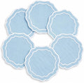 Linen Coasters for Drinks, 4.5 inch, Sky Blue | Absorbent Linen Drink Mats by EmbroideryLinenVN