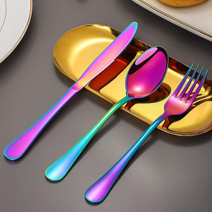 60 Pieces Rainbow Silverware set - Image 2