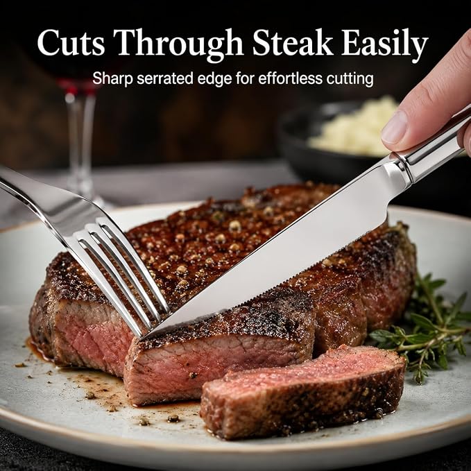 SANTUO 12-Piece Stainless Steel Dinner Knife and Fork Set - Image 4