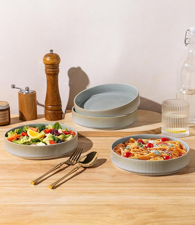 7.5" Ceramic Pasta Bowls Set of 4, Salad Bowls | Versatile Serving Bowls - Image 5
