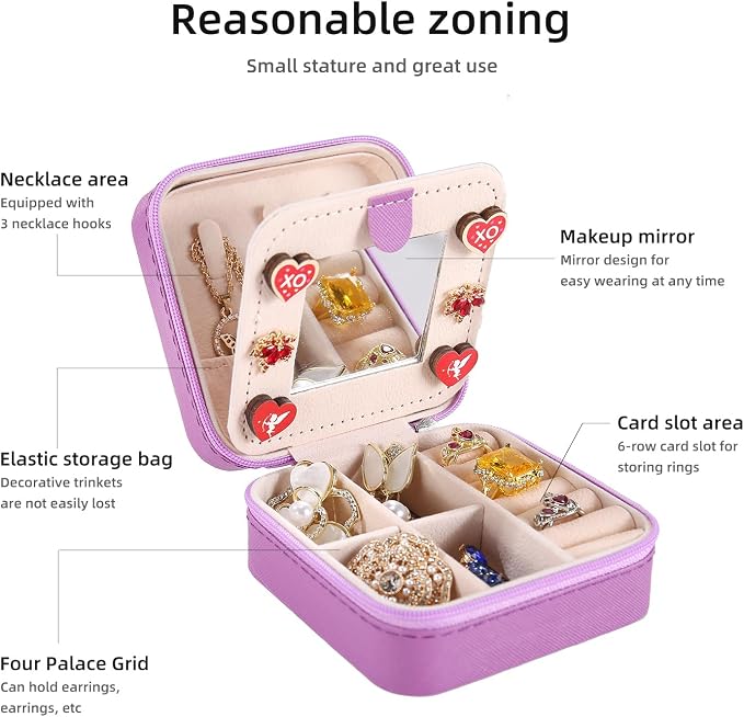 KElofoN Travel jewelry case Travel jewelry box Travel Jewelry Organizer Small - Image 4