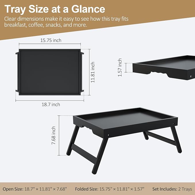 Bamboo Breakfast Trays with Folding Legs, laptops and serving in bed or on sofa. - Image 5