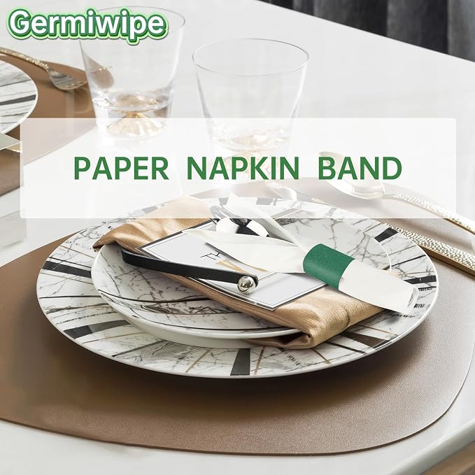 Germiwipe 500 Pcs Paper Napkin Bands Self Adhesive | Silverware Wraps Bands - Image 5