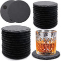 VIBRATITE 24 Pack 4 Inch Round Black Slate Drink Coasters | Laser Engraving by VIBRATITE