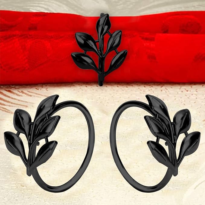 KPOSIYA Set of 12 Leaf Napkin Rings Metal Gold Napkin Holder Table Napkin Rings - Image 7