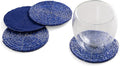 Handmade Beaded Coasters, Glass Bead Coasters in Blue, Coffee Table Décor by TrunkinUSA