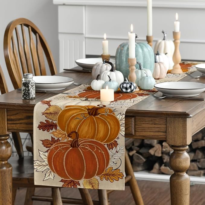 Artoid Mode 210 GSM Fall Table Runner 13x48 Inch Home Party Decor | Orange - Image 3