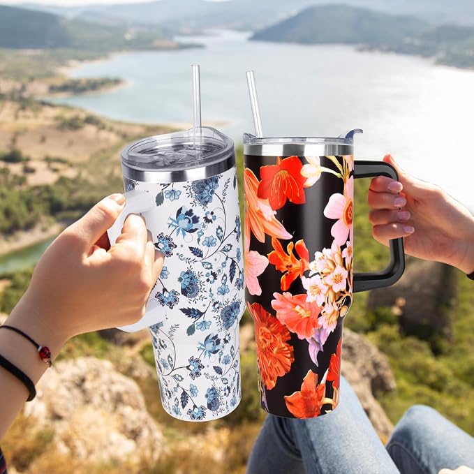 SYACOT 40 oz Tumbler with Handle and Straw Stainless Steel Insulated Tumbler - Image 5