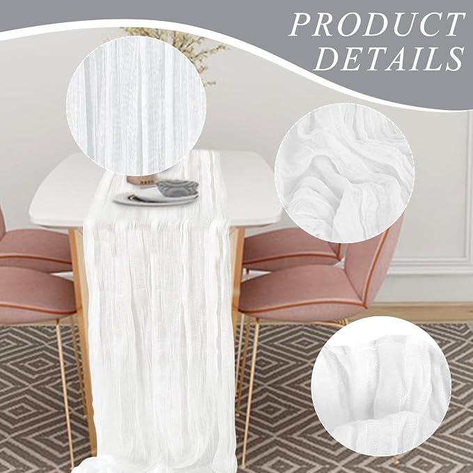 12 Pack Cheesecloth Table Runner, Runner Gauze Boho Wedding Decor Romantic - Image 3