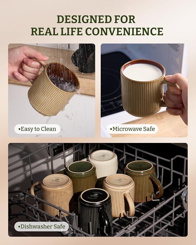 famiware Coffee Mug Set for 4, Star 12 oz Catering Mugs Cup Set - Image 7