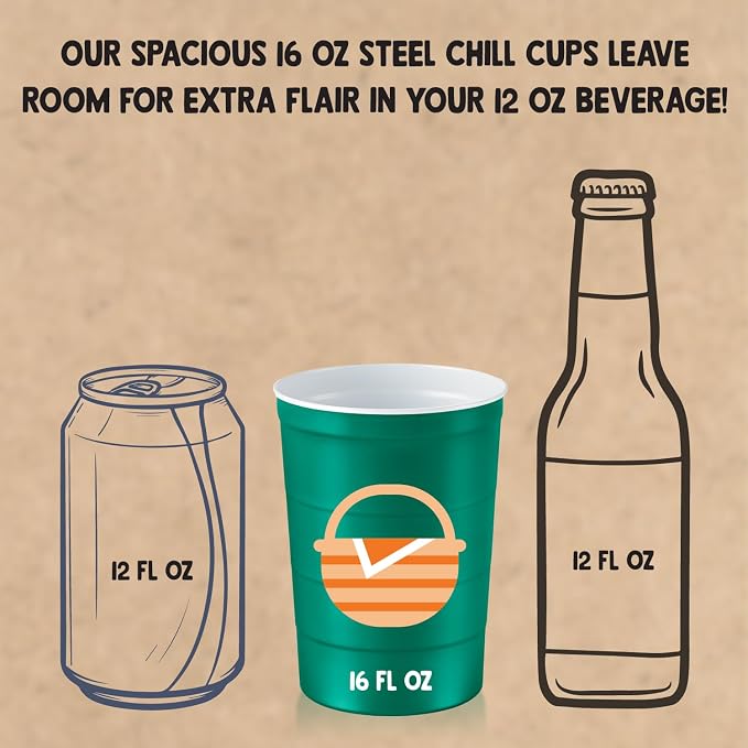Steel Chill Cups 16 oz. Reusable Party Cups, Summer BBQ Grill, 100% recyclable - Image 4