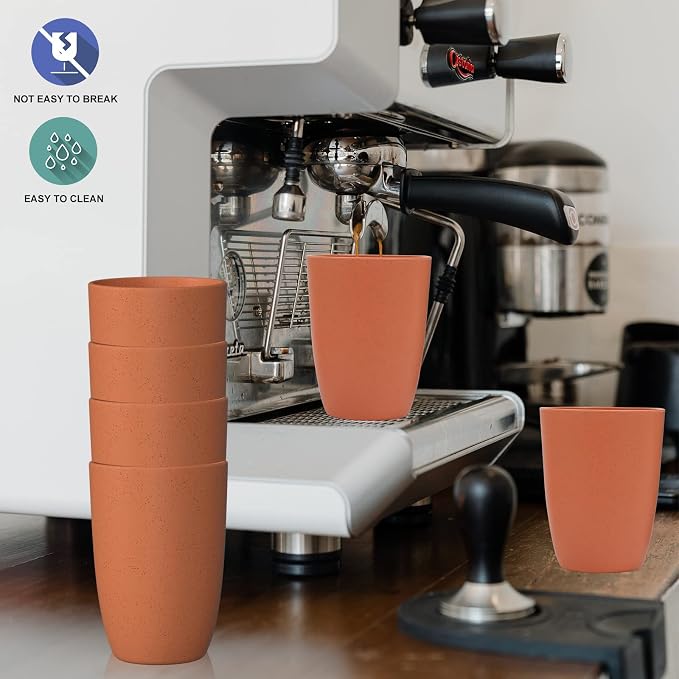 Wrova Wheat Straw Cups 6 PCS Good Alternative to Plastic Reusable Cups 20 oz - Image 4