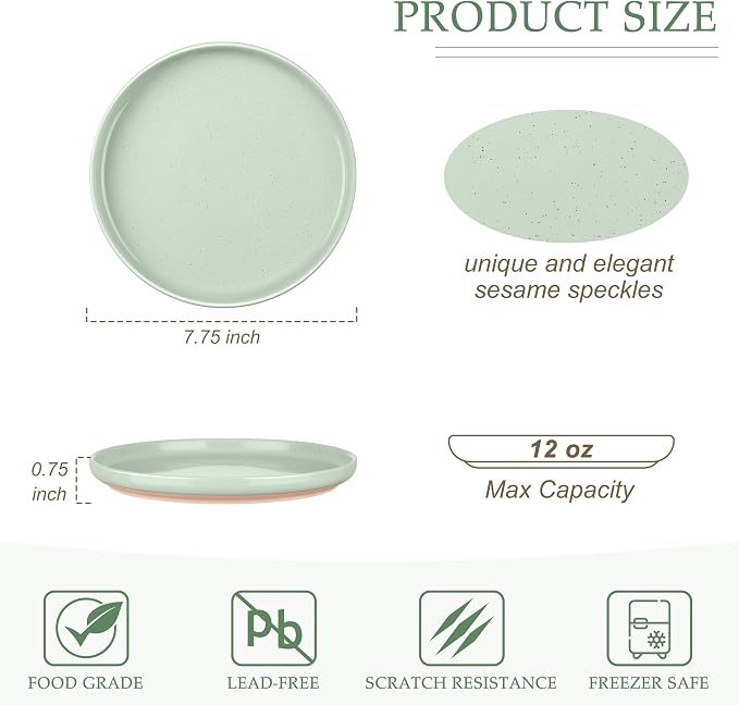 LIANYU Stoneware Dinner Plates Set of 6, 7.75’’ Ceramic Salad Plates - Image 2