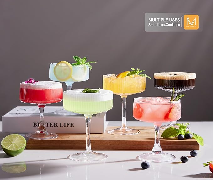 Martini Glasses Set of 4, 10oz Coupe Cocktail Glasses - Image 7