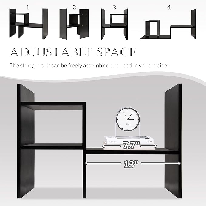 Jerry & Maggie Adjustable Rotatable Wood Desktop Display Shelf Black | Wooden - Image 6