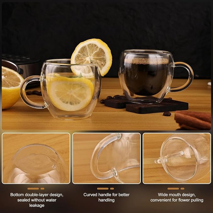 2.5oz Espresso Cups Set of 4, Small Expresso Shot Glass, Double Wall Insulated - Image 4