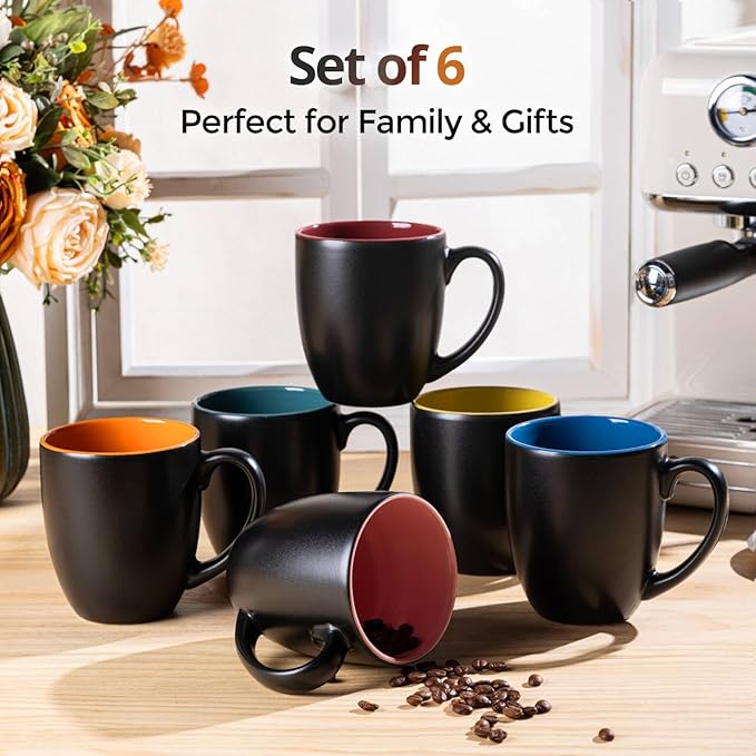 GBhome 16 oz Coffee Mugs Set of 6, Ceramic Coffee Cups- Multi-Color - Image 6
