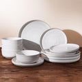 Stoneware Dinnerware Sets for 4, Coupe Plates & Bowls, Chip & Scratch Resistant by FamiwarePremium