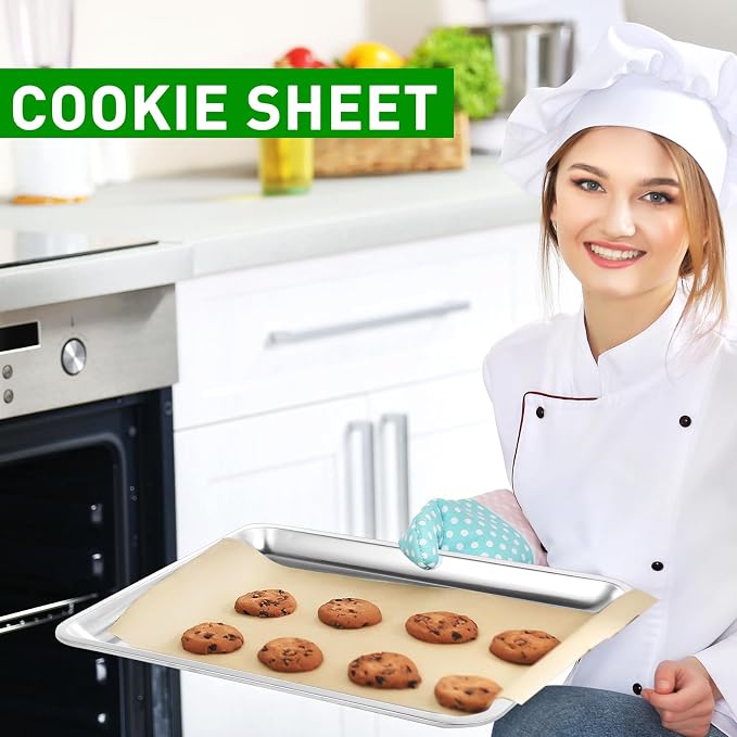 Funnymoom 12 Pack Stainless Baking Sheet Cookie Pans 18 x 13 x 0.8 Inch Metal - Image 5