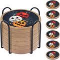 Halloween Coasters Set of 6, Pumpkins Coaster, Minacun Black Absorbent Coasters by Unknown