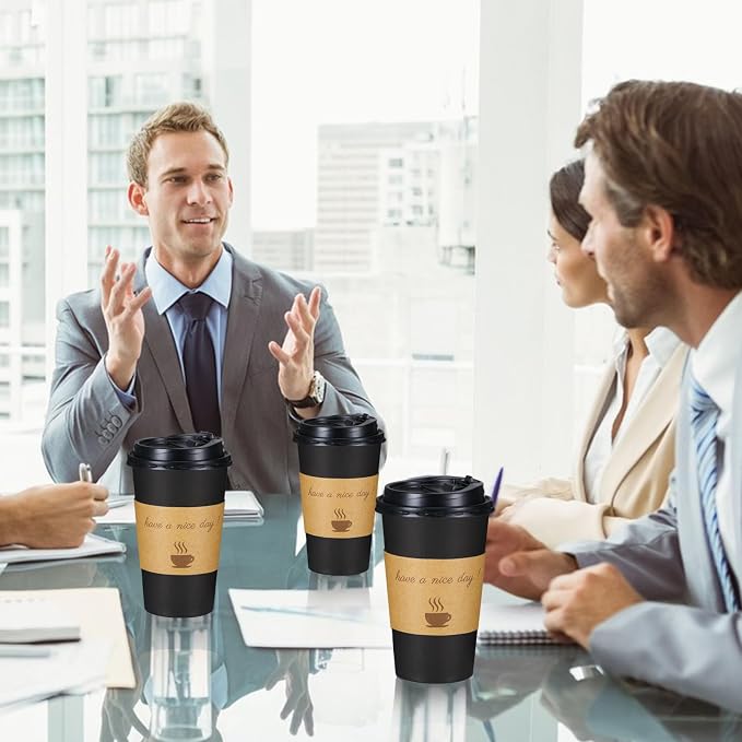 Lamosi 100 Pack 16 oz Coffee Cups, Disposable To Go Paper Cups - Image 6