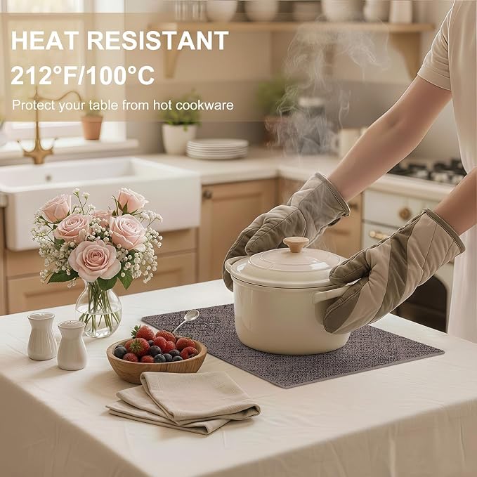 Faux Leather Heat Resistant Placemats 4 Packs, Waterproof Wipeable Dining PU - Image 3