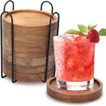 Acacia Wood Coasters Set of 8 Bar Accessories Table Decor Wooden Coaster | by Renawe