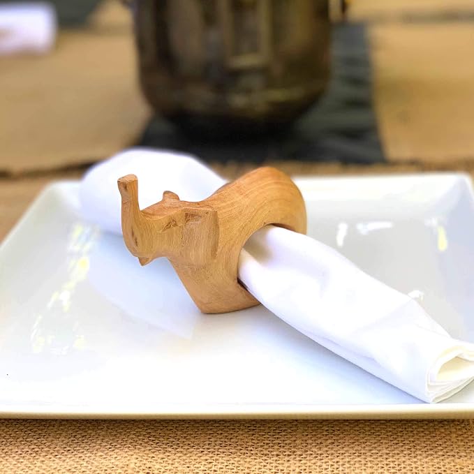Handcarved Mahogany Wooden Napkin Ring Holders - Image 3