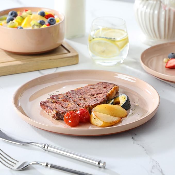 MALACASA Plates and Bowls Sets, 12 Pieces Modern Stoneware Dinnerware Set - Image 8